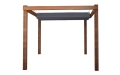 Vela da giardino avvolgibile impermeabile 2,5x3 m Premium su pergola marrone con materiale di base grigio arrotolato