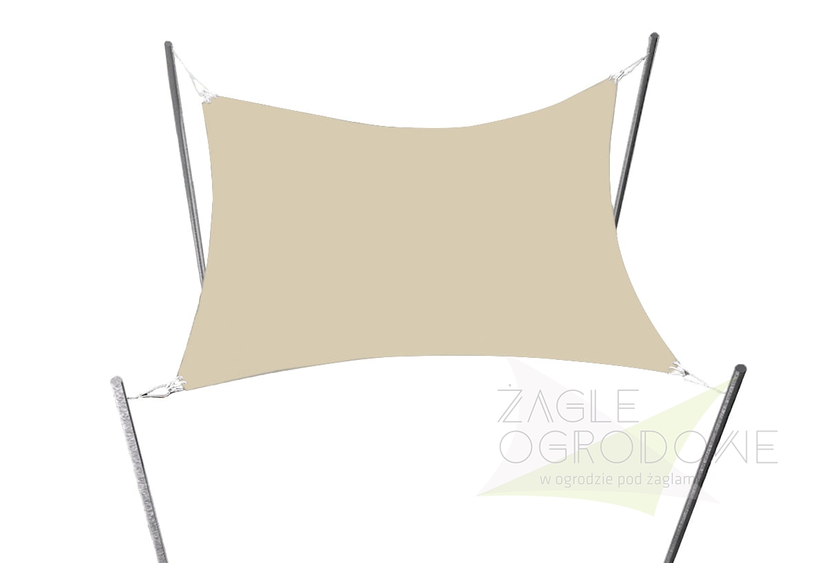 Toldo vela impermeable 3x4 m en color beige tensado sobre mástiles