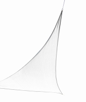 Voile d'ombrage triangulaire blanc 5x5x7 m, suspendu par des cordes, protection solaire pour jardin