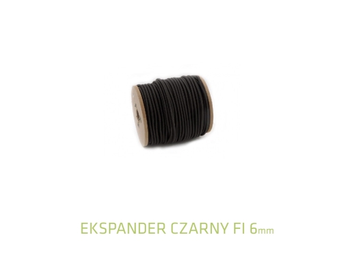 Czarna linka elastyczna ekspander o średnicy 6 mm nawinięta na szpulę