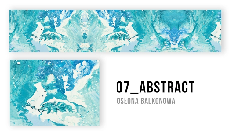 Abstract balkonscherm in blauw- en wittinten met motief 07_ABSTRACT – op maat gemaakte grafiek