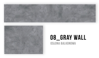 Szara osłona balkonowa z grafiką imitującą betonową ścianę, dostępna na wymiar.