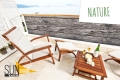 Werbe-Balkonbespannung mit Altholz-Druck aus der Nature-Serie auf einer Terrasse mit Meerblick