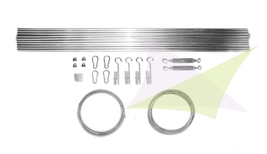 Montageset für Raffrollos mit Stahlstäben, Schnüren, Haken und Zubehör für die Mini-Wandmontage