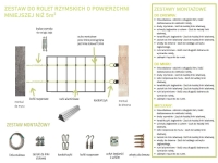Infographie présentant un kit de montage pour stores bais avec fixations pour le bois et la maçonnerie.