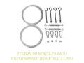 Zestaw do montażu żagli rozsuwanych z dwiema linkami stalowymi, rzymskimi śrubami, karabińczykami i zaciskami