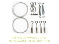 Kit de montaje en pared para toldos correderos: 2 cables de acero, mosquetones, tensores y ganchos con tacos