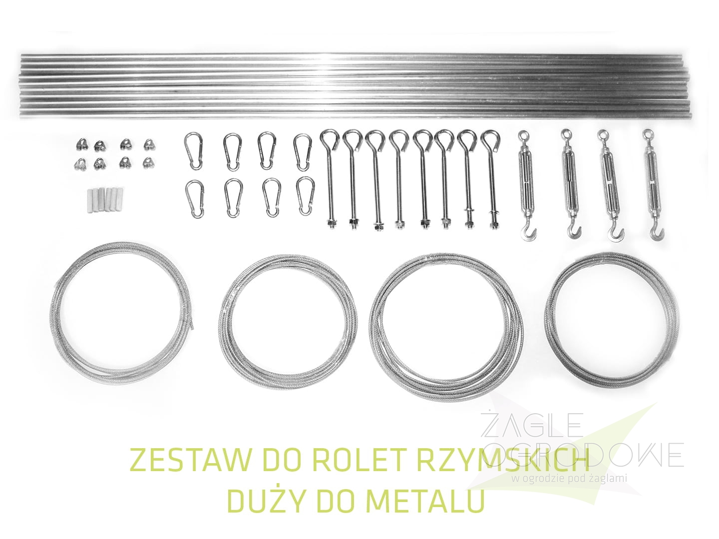 Kit de montage pour stores bais avec câbles en acier, tiges, tendeurs et éléments de fixation