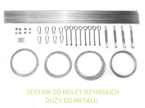 Kit de montage pour stores bais avec câbles en acier, tiges, tendeurs et éléments de fixation