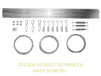 Kit de montage pour store bâteau horizontal avec câbles, tiges, crochets et tendeurs pour montage mural