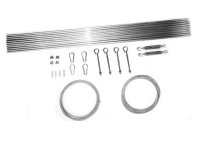 Kit de montage pour store boucher horizontal : câbles en acier, tiges de renfort, mousquetons et tendeurs