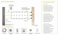 Instructions de montage de la voile d’ombrage rétractable sur 3 câbles en acier avec liste des éléments pour mur et bois
