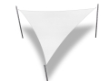 Voile d'ombrage triangulaire blanc pour jardin sur mâts de fixation
