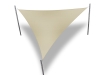 Toldo vela triangular beige, impermeable y protector solar, de 5x5x7 m, montado en tres postes