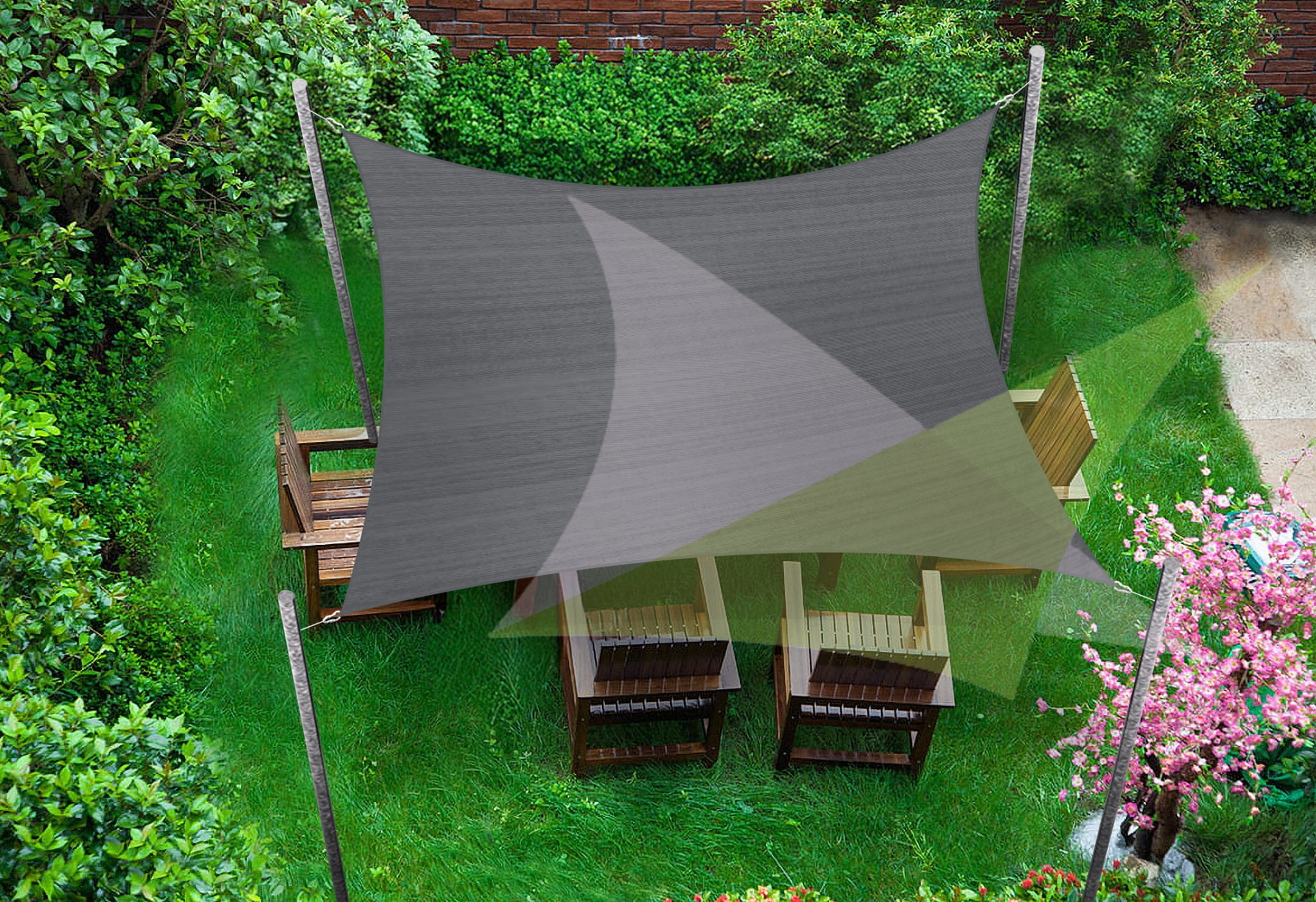 Sonnensegel Rechteckig, 3x4,6 M, Blau – UV-Schutz Bis 95%, Aus HDPE-Gewebe, Für Terrasse & Pool