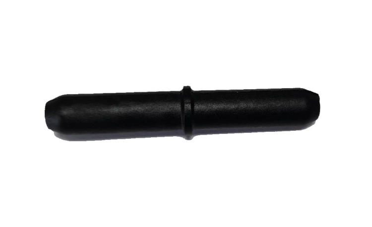 Zwarte rechte koppeling voor aluminium buizen met centrale begrenzingsring