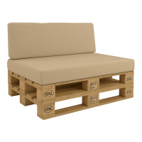 Housse de coussin beige imperméable pour meubles en palettes EPAL, ensemble assise et dossier
