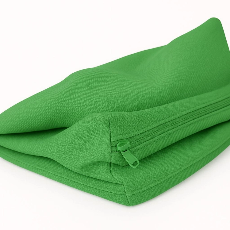 Housse de coussin de jardin verte imperméable avec fermeture éclair visible