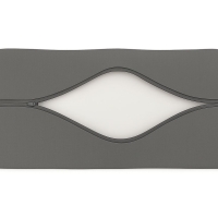 Housse de coussin de jardin grise imperméable avec fermeture éclair visible et rembourrage blanc à l'intérieur