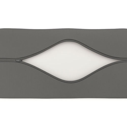 Housse de coussin de jardin grise imperméable avec fermeture éclair visible et rembourrage blanc à l'intérieur