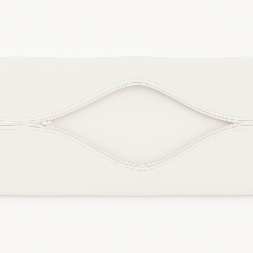 Détails de la housse imperméable pour coussins de jardin avec fermeture éclair ouverte sur tissu blanc