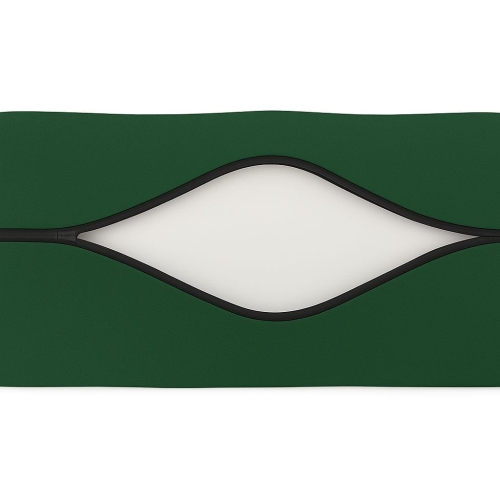 Gros plan sur une housse de coussin de jardin verte et imperméable avec fermeture éclair noire et ouverture pour l'insert
