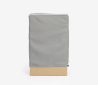 Housse de protection grise sur mesure pour meuble de jardin vertical ou appareil, avec cordon de serrage en bas