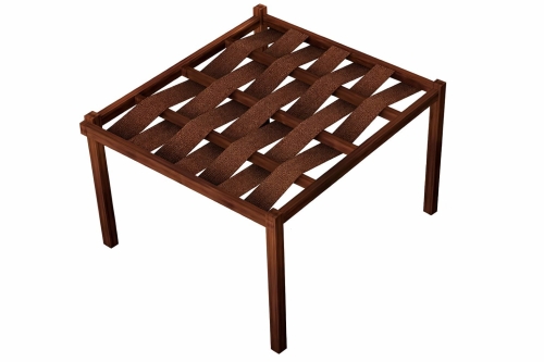 Bande d'ombrage marron en HDPE pour belvédère montée sur une structure de pergola de jardin en bois sur mesure