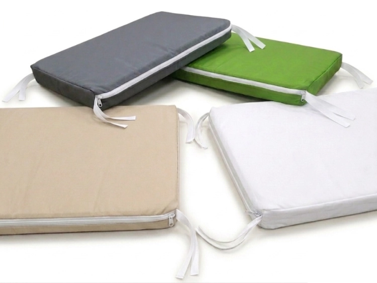 Housses de coussin de jardin imperméables avec fermeture éclair et attaches en gris, vert, beige et blanc