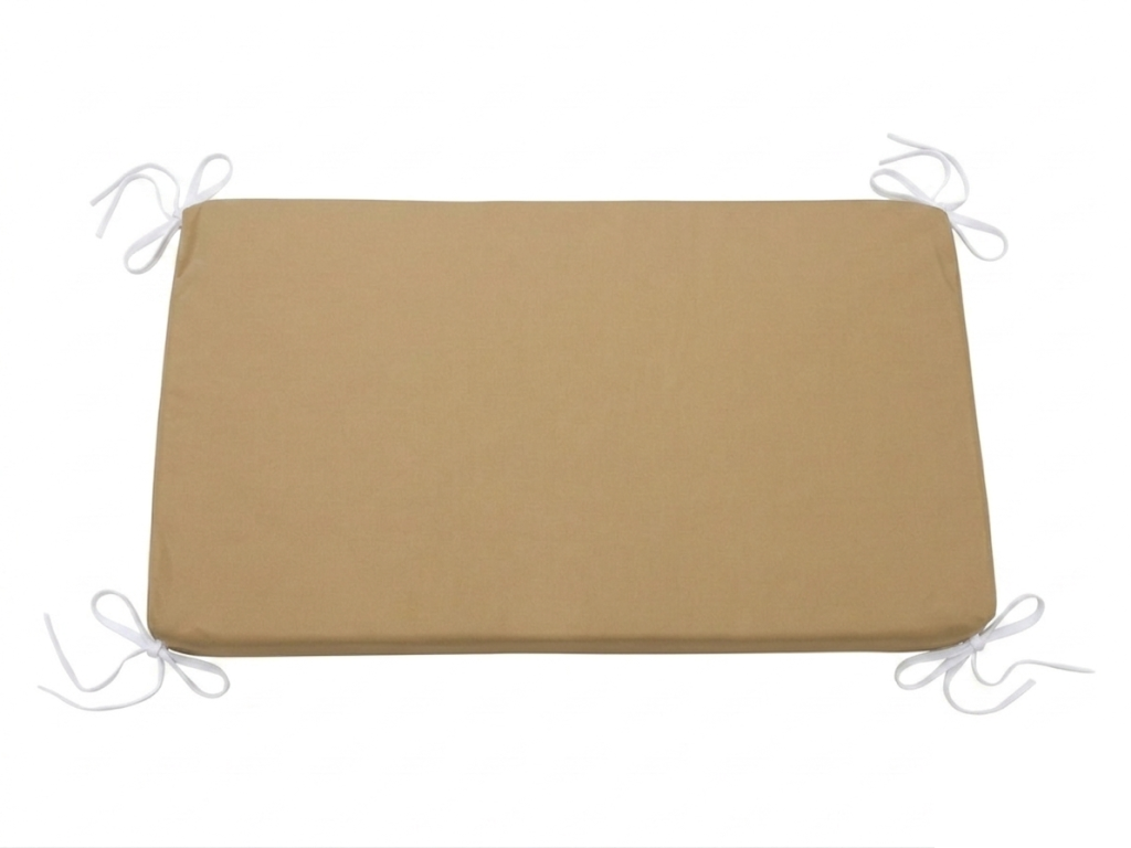 Fodera rettangolare beige impermeabile per cuscino da giardino con laccetti bianchi agli angoli