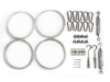 Kit de montaje para toldo vela con cables de acero, tensores, mosquetones y soportes de pared