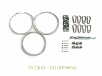 Kit de montage pour voile d'ombrage sur bois avec câbles d'acier, mousquetons et tendeurs