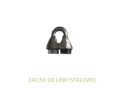 Wirelås i metall för stålvajer med två muttrar på vit bakgrund